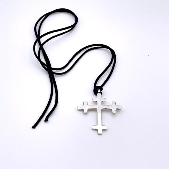 FINAL DROP!  Sterling Silver RLM Neo Cross Pendant Necklace circa 70's - Picture 1 of 8